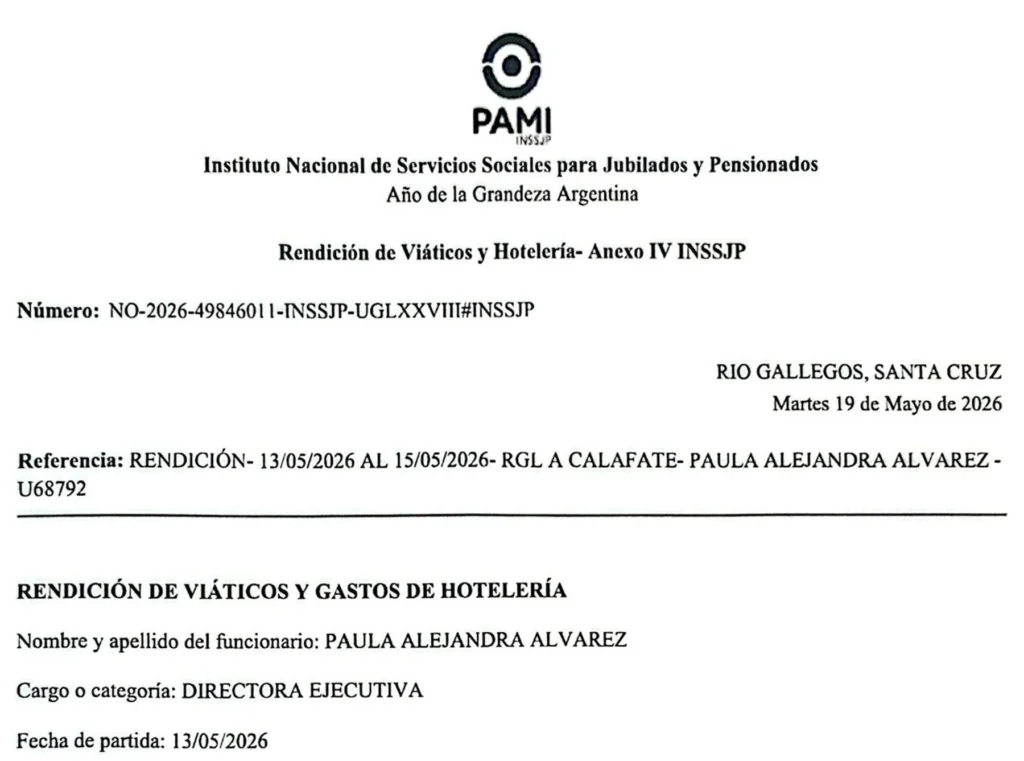 Los funcionarios del PAMI cobran, solo en dos días de viáticos, el 50% de lo que cobra un jubilado de la mínima en Santa Cruz