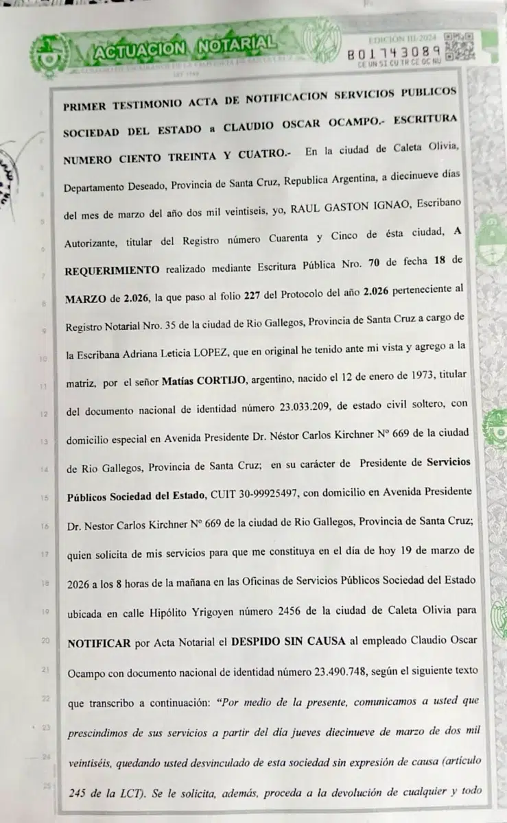 Así echan a corruptos en SPSE. Lo involucraron en un gravísimo delito, no lo denunciaron y lo despidieron “sin causa” con 150 millones de pesos de indemnización