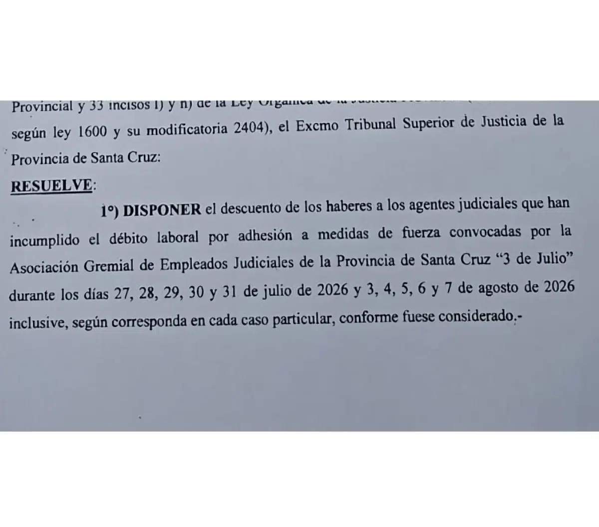 Los jueces del STJ que están separados por la política, están juntos a la hora de descontar haberes