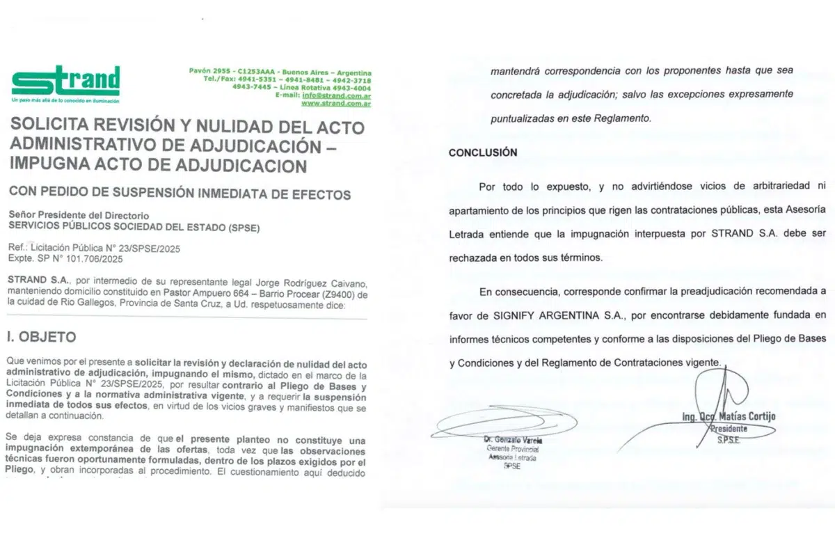 El directorio de SPSE en Santa Cruz adjudicó una compra de $2.800 millones a ofertas que violaban su propio pliego licitatorio