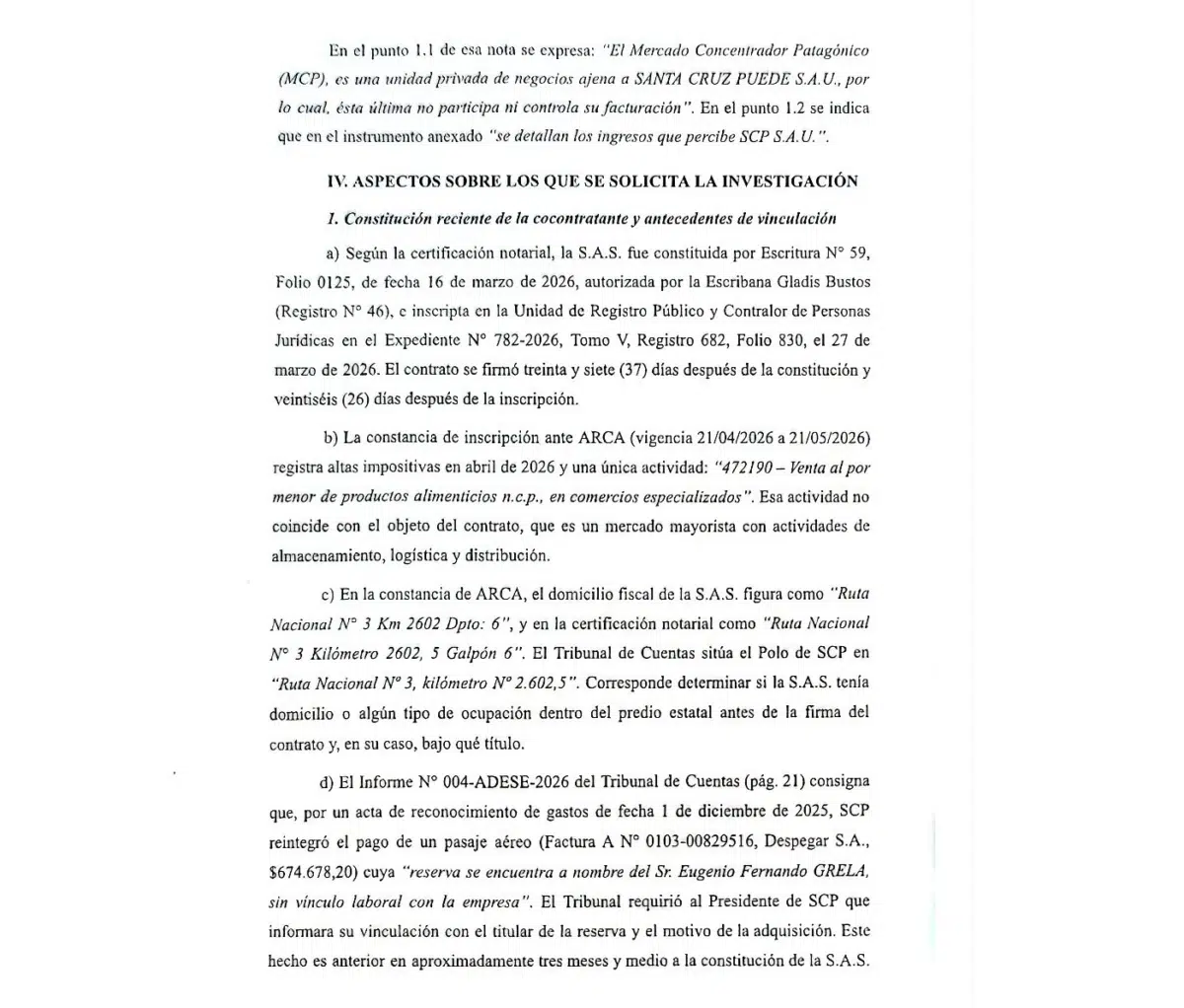Una tomada de pelo el contrato arreglado de Sívori. South Horizen S.A.S fijó domicilio en el predio de Santa Cruz Puede un mes antes de que se lo concesionaran