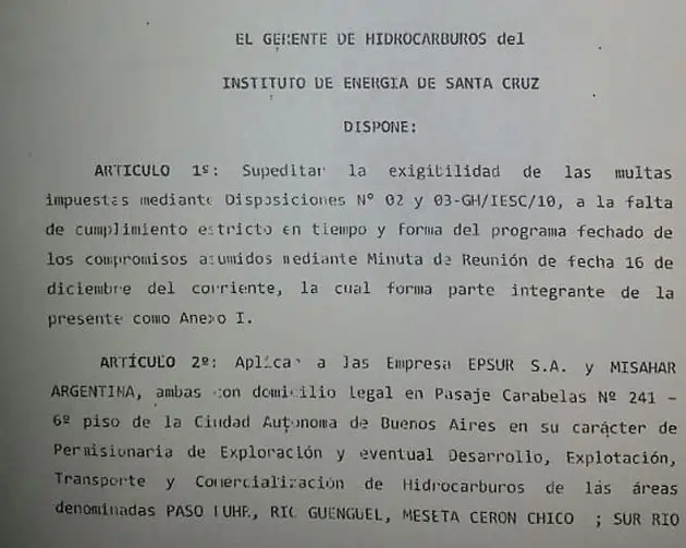 Los fundamentos de la multa - Foto: OPI Santa Cruz